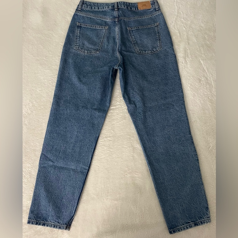 Zara Blue Straight Jeans High-Rise Classic